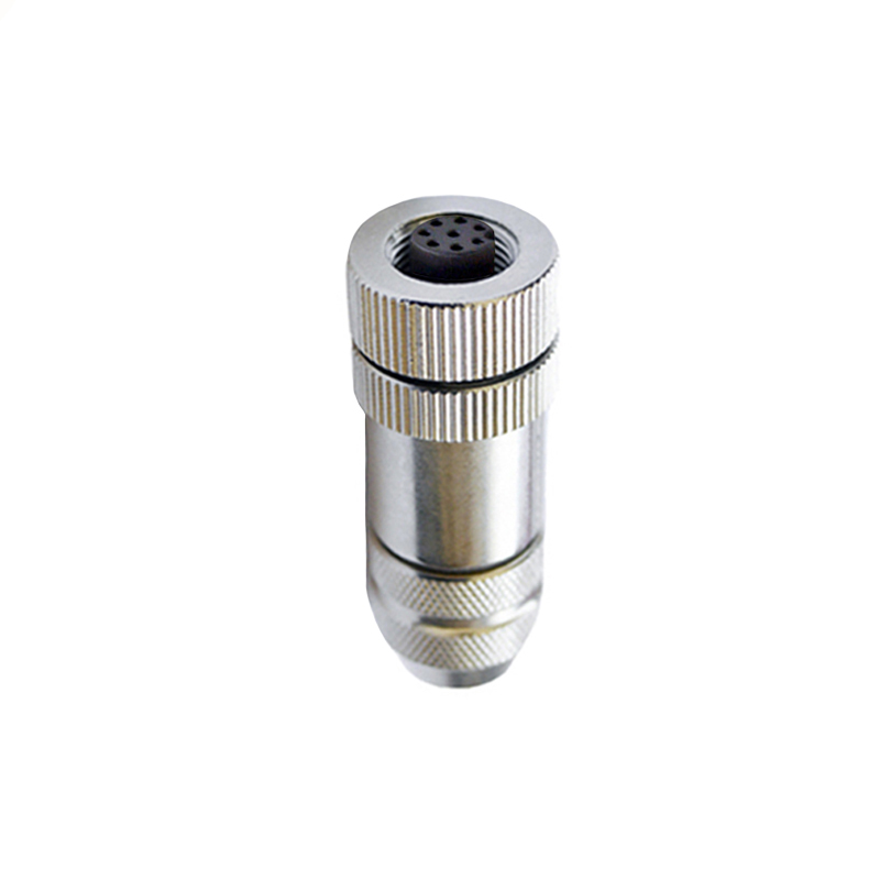 M12 8pins A code female straight metal assembly connector PG7 thread,shielded,brass with nickel plated housing,suitable cable diameter 4.0mm-6.0mm